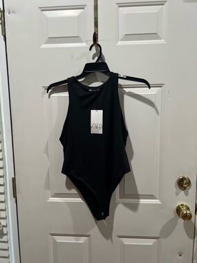 Zara Kids Black Sleeveless Bodysuit with High Neck